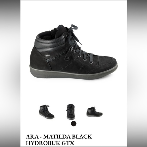 2/$20 Ara EU 35 Matilda Black Hydrobuk GTX High Top Gore Tex Sneakers Side Zip - Picture 11 of 11